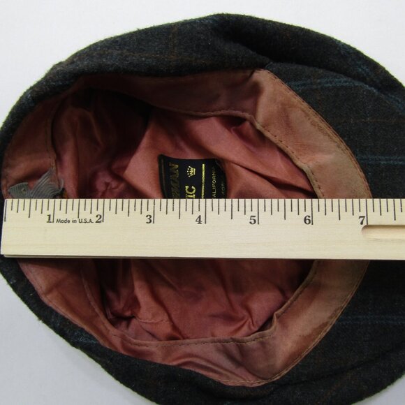 VTG Dorfman Pacific Newsboy Cabbie Hat Size Large Square Check Wool Cap - Picture 7 of 7